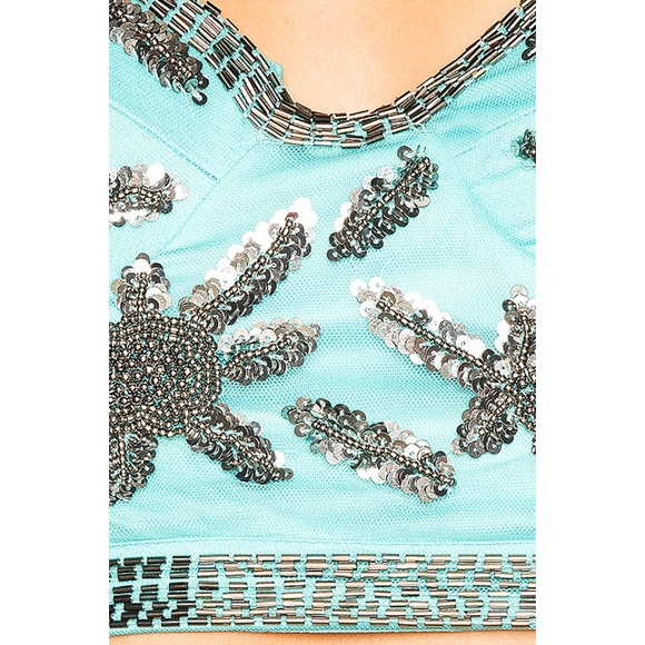 Aqua Sequin Crop Top - Picture 4 of 5